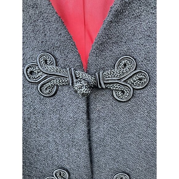 Vintage 90s Womens Black Blazer Frog Closures Soutache Trim Size‎ 14 Made in USA - Picture 7 of 10
